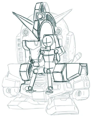 2017年に描いた絵 SDガンダムの中にこんな感じでパイロットが乗ってるってアイデア 