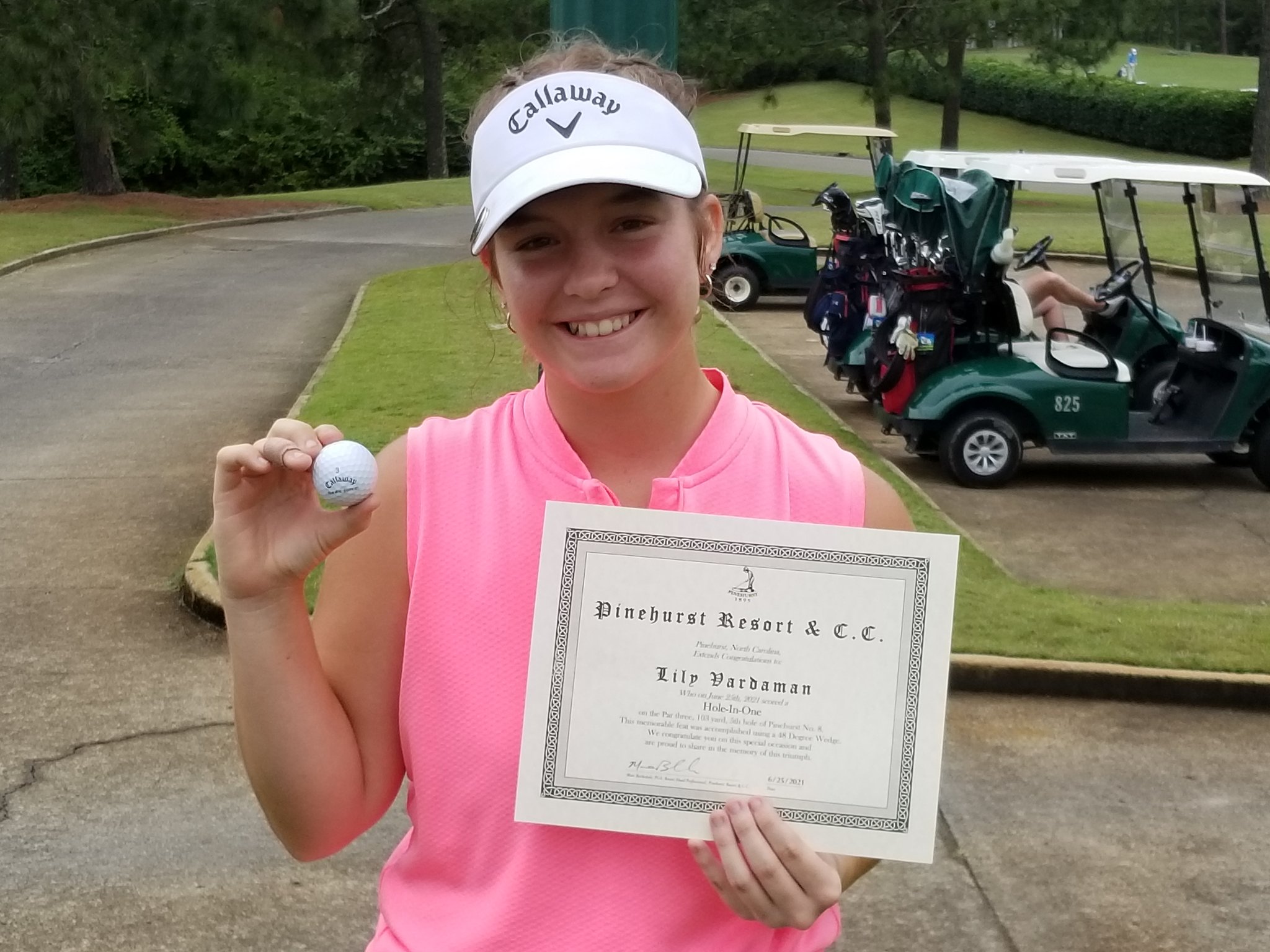 Lance Vardaman on Twitter "Lily got an ace on 5 today on Pinehurst number 8. 103 yd par 3 with