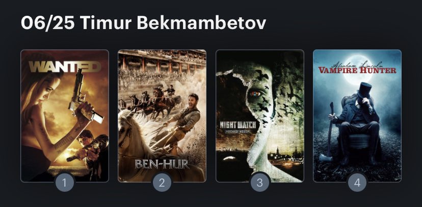 Hoy cumple años el director Timur Bekmambetov (60) Happy Birthday ! Aquí mi Ranking: 