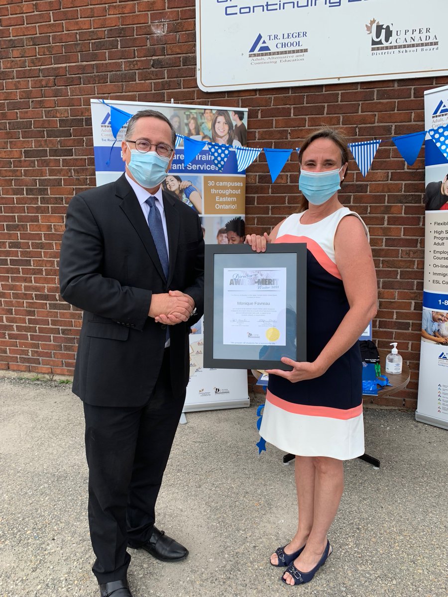 What a great way to celebrate the last day of school! Director's Award of Merit recipients were presented with their plaques today, including Jennifer Douwes of <a href="/PDCI_School/">Perth Collegiate</a> and Monique Favreau of <a href="/TRLegerSchool/">TR Leger School</a> (Carleton Place site). Congrats to our recipients!