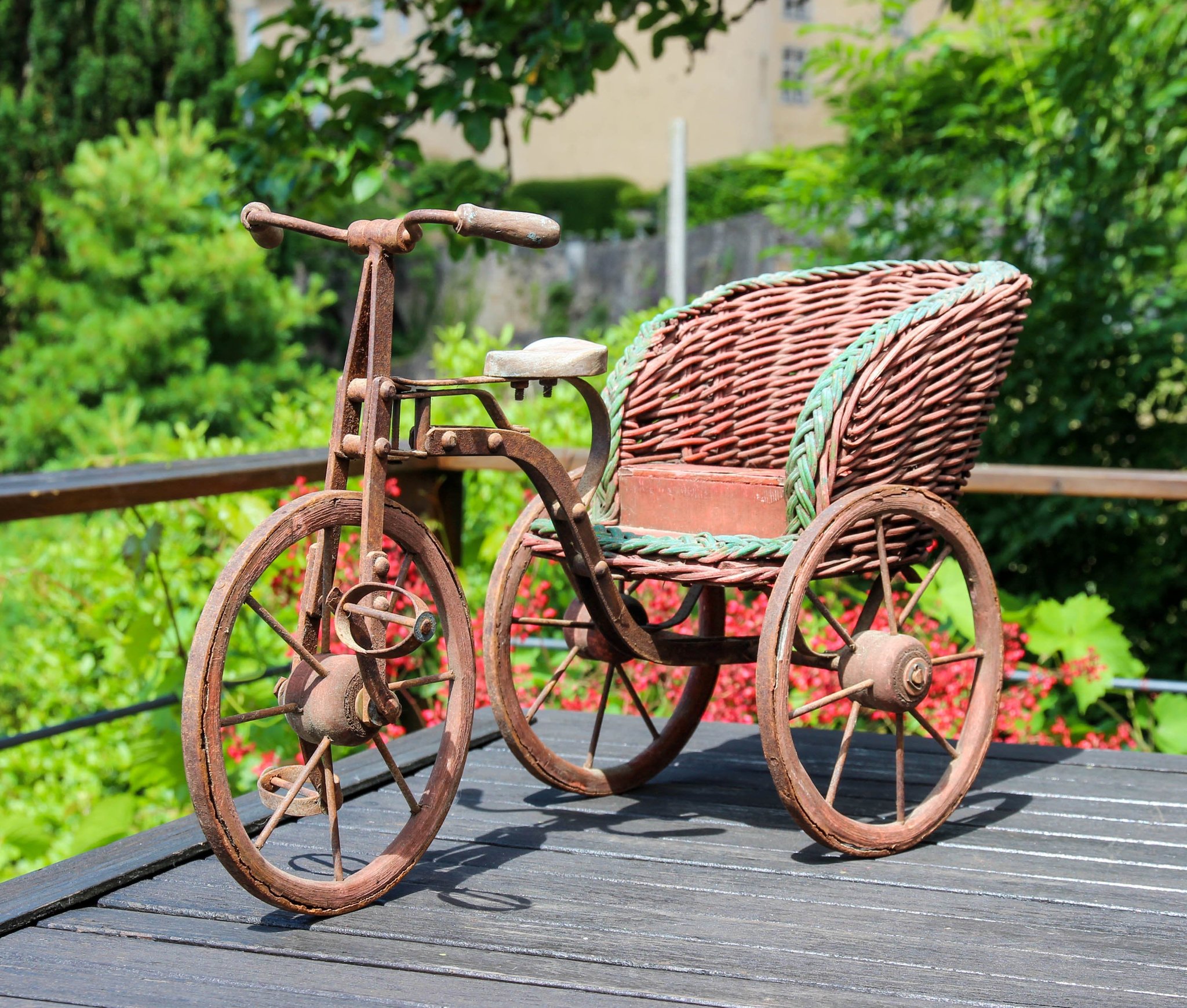 Tony Foster on X Antique wood and metal rickshaw dolls tricycle 1920s German wicker pedicab vintage plant stand etsy antiquepedicab antiquedollsbike antiquetoyrickshaw antiquetoypedicab 1920sdollstric...