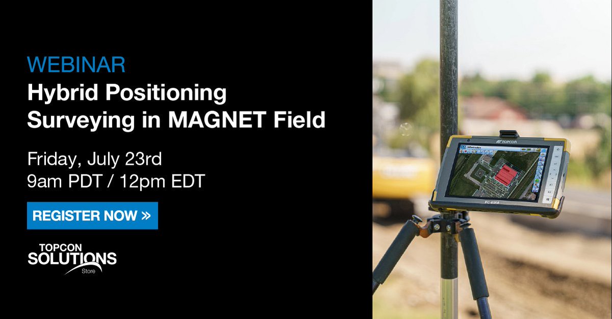 Join #TopconSolutions to discover the different setups that can use Hybrid, best practices, and common functionalities of Hybrid surveying in #Topcon MAGNET Field: attendee.gotowebinar.com/register/33846…

#Topcon #SolutionsIsOurMiddleName #TopconMAGNET #MAGNETField #surveyingtechnology