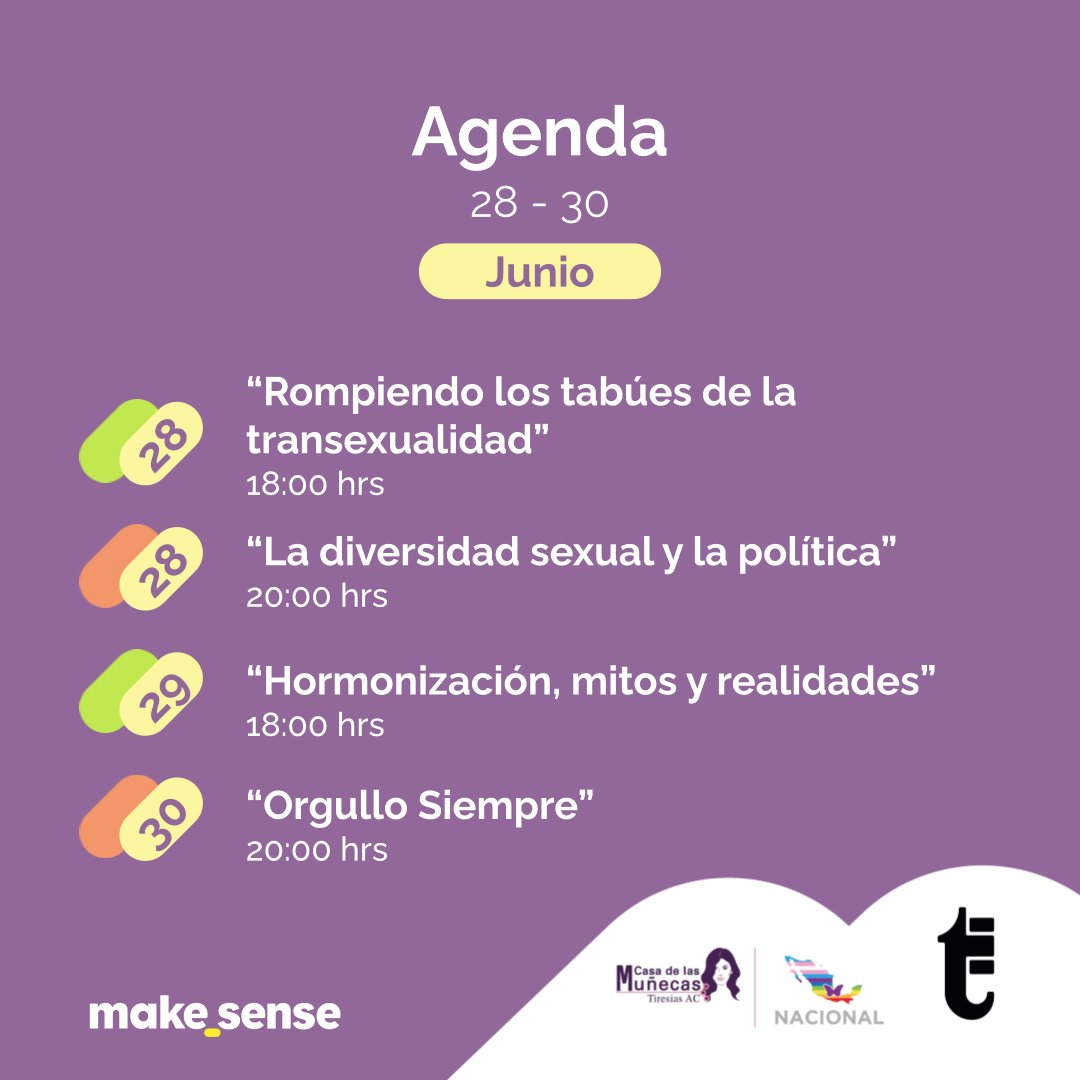 makesense_am's tweet photo. ¡Descubre todos los eventos de la próxima semana con @CTiresias y @TiemposLibresMX durante el #MesDelOrgullo en #makesenseTV! 🌈
Únete aquí: https://t.co/jeVWdqIY5J 🙌
¡Por un mundo más diverso e inclusivo! ✨ https://t.co/FSabr2H7Lw