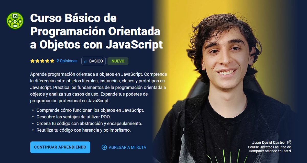 platzi's tweet image. Los 4 pilares de la Programación Orientada a Objetos son: 
☑️ Abstracción
☑️ Encapsulamiento
☑️ Polimorfismo
☑️ Herencia
Y ahora puedes aplicarlos en JavaScript (Las primeras clases están abiertas 😉)
platzi.com/l/poo_js_0621t/