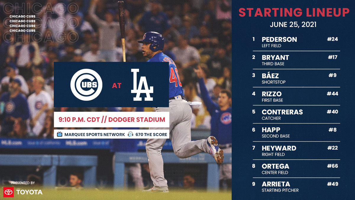 Chicago Cubs Here Is Tonight S Cubs Starting Lineup In L A Cubtogether