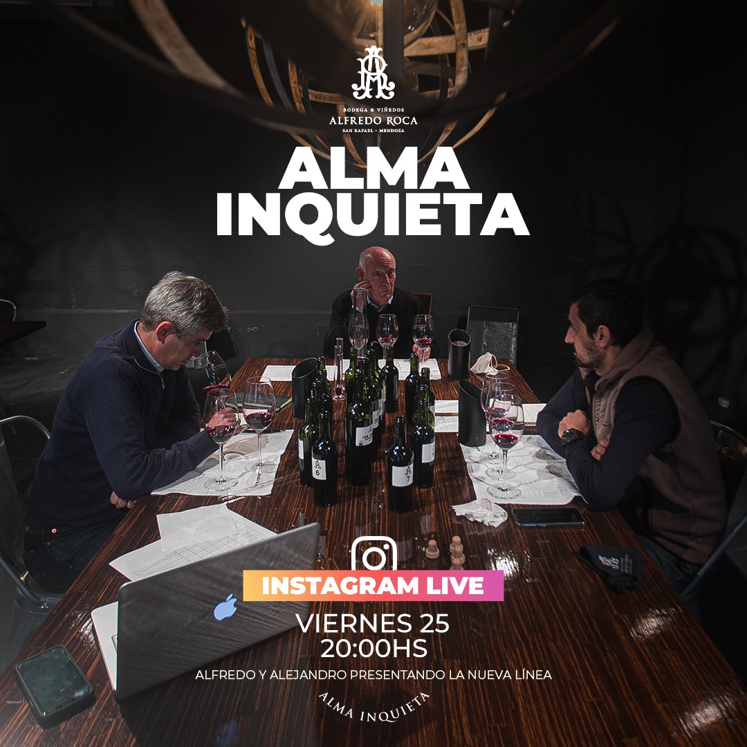 Ya estamos en vivo en IG: @alfredo.rocawines 
Los esperamos!
#Imperdible 
#AlfredoRoca #VinosConAlma
#almaInquieta