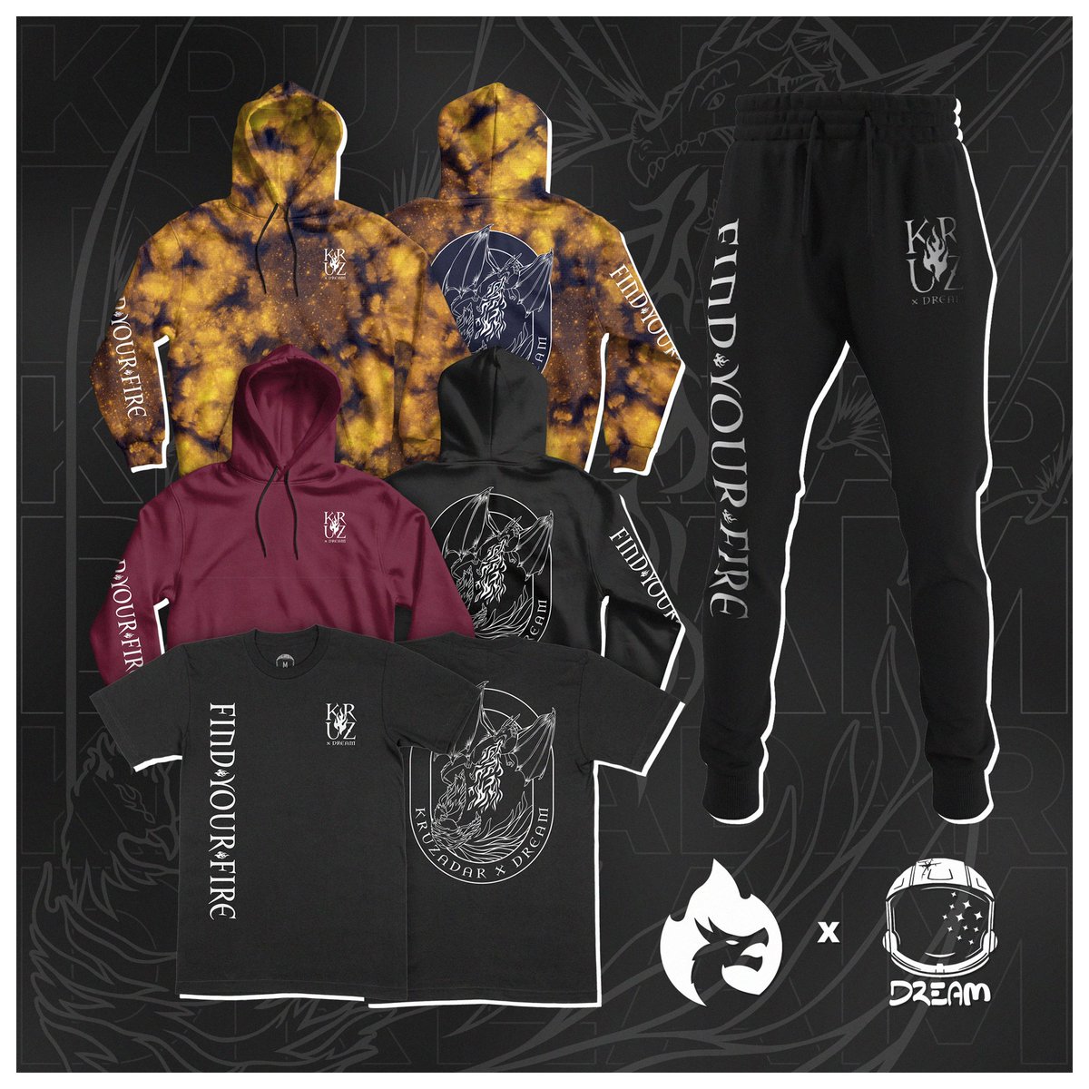 WearDREAMCo's tweet photo. The DREAM x @Kruzadar Collab is now LIVE!

Featuring black, maroon, and a sublimated tie-dye style hoodie, a short-sleeve T-shirt, and a pair of joggers there is something for everyone!

This will only be available for 30 days so grab it now--> 
https://t.co/hXsvllulZp https://t.co/Cijt2d3hUH