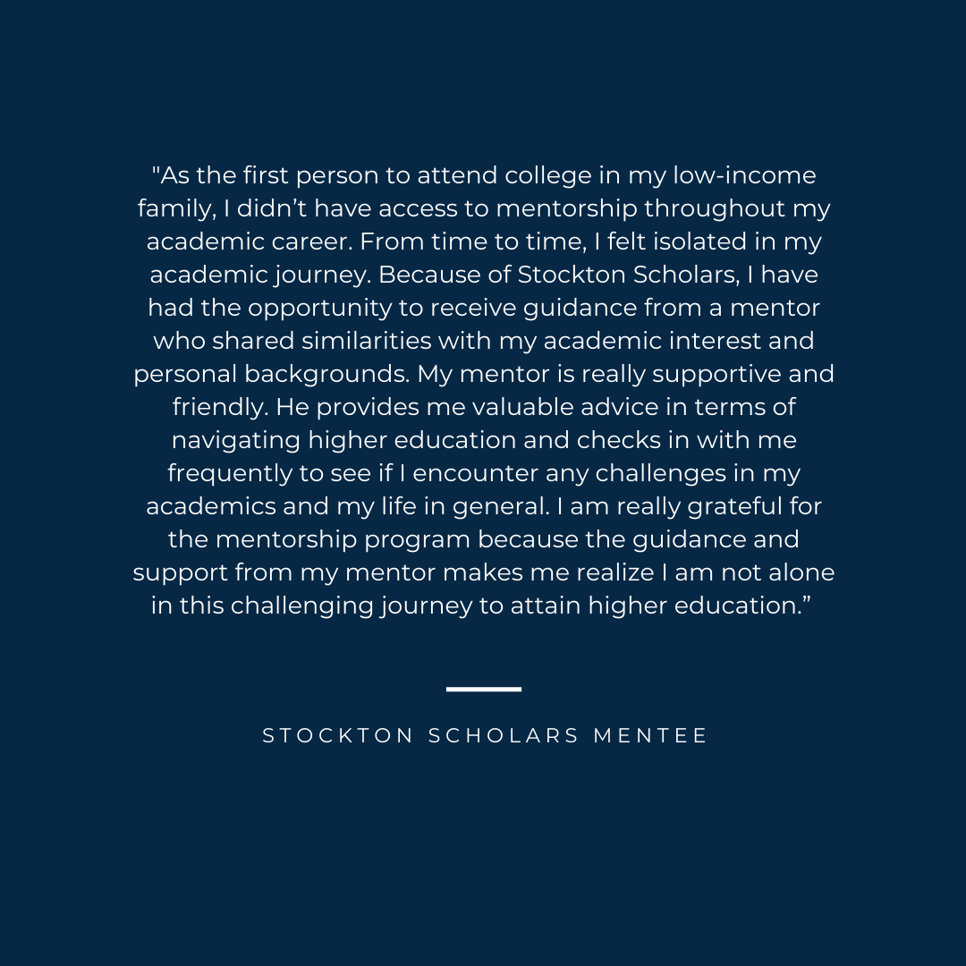RSF_Stockton's tweet photo. @StocktonScholar mentor program needs YOU! Check out the info session happening tomorrow, you could be what Stockton students need to succeed. https://t.co/gA6b1PnnMV