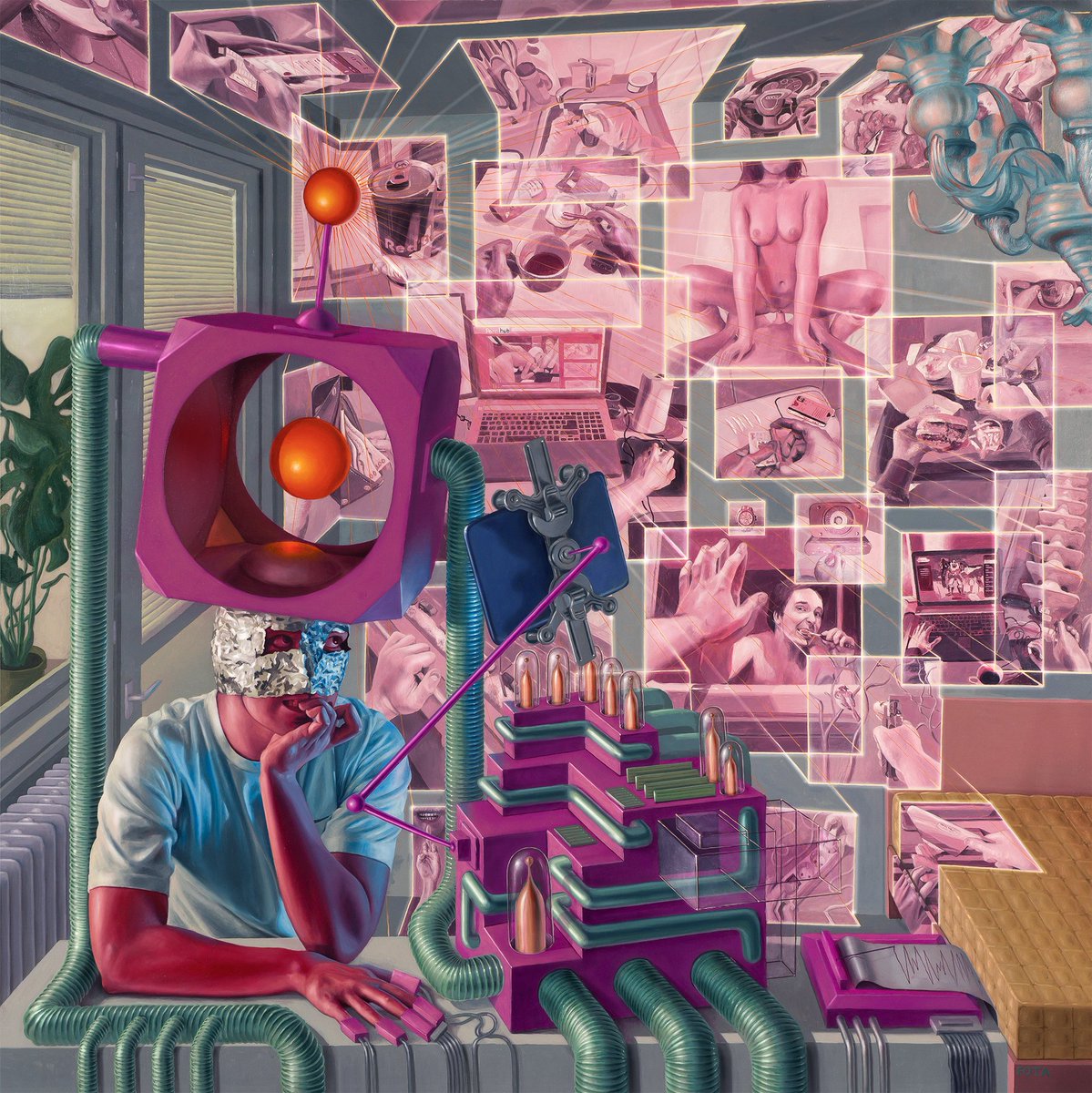 "Psionic Polygraph Projector". 1/1 Nft based on the original oil painting from 2017 from the Human Extension series. Currently in <a href="/xray9876543210/">XRAY</a>'s collection.