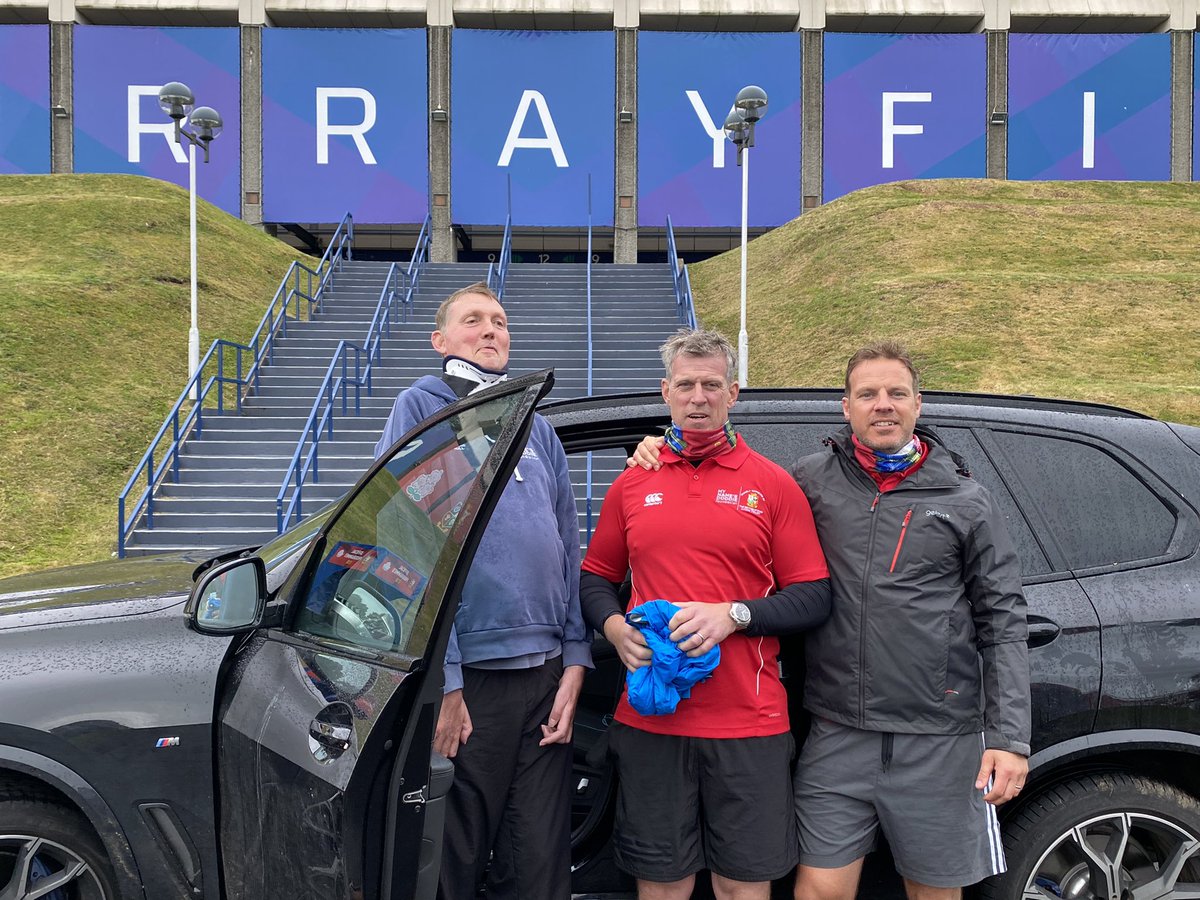 MartinWThrifty's tweet photo. Walk finished, 34 miles later we arrived at @BTMurrayfield.  All for this wonderful big man and his battle with MND.  Nearly £150k raised for @MNDoddie5 well done everyone 💪👏👏 https://t.co/KwpgHNXfwA
