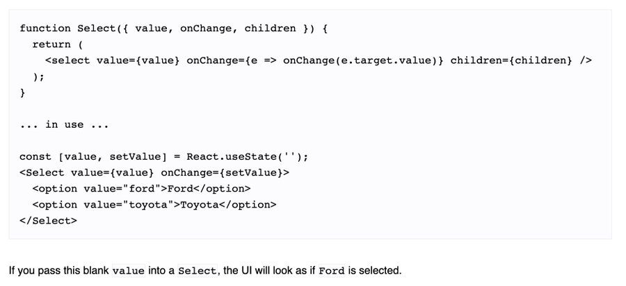 Controlled Html Select Element In React Has Weird Default Ux