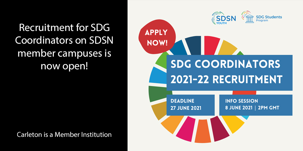 Recruitment for SDG Coordinators is open till June 27! The <a href="/SDGStudentsPrgm/">SDG Students Program</a> aims to engage students to achieve the 2030 Agenda &amp; the #SDGs, as well as empower them with the knowledge, skills, &amp; pathways to action to be effective agents of change. sdsn-youth.breezy.hr/p/7d534ceb8320 <a href="/KateRuff/">Kate Ruff</a>