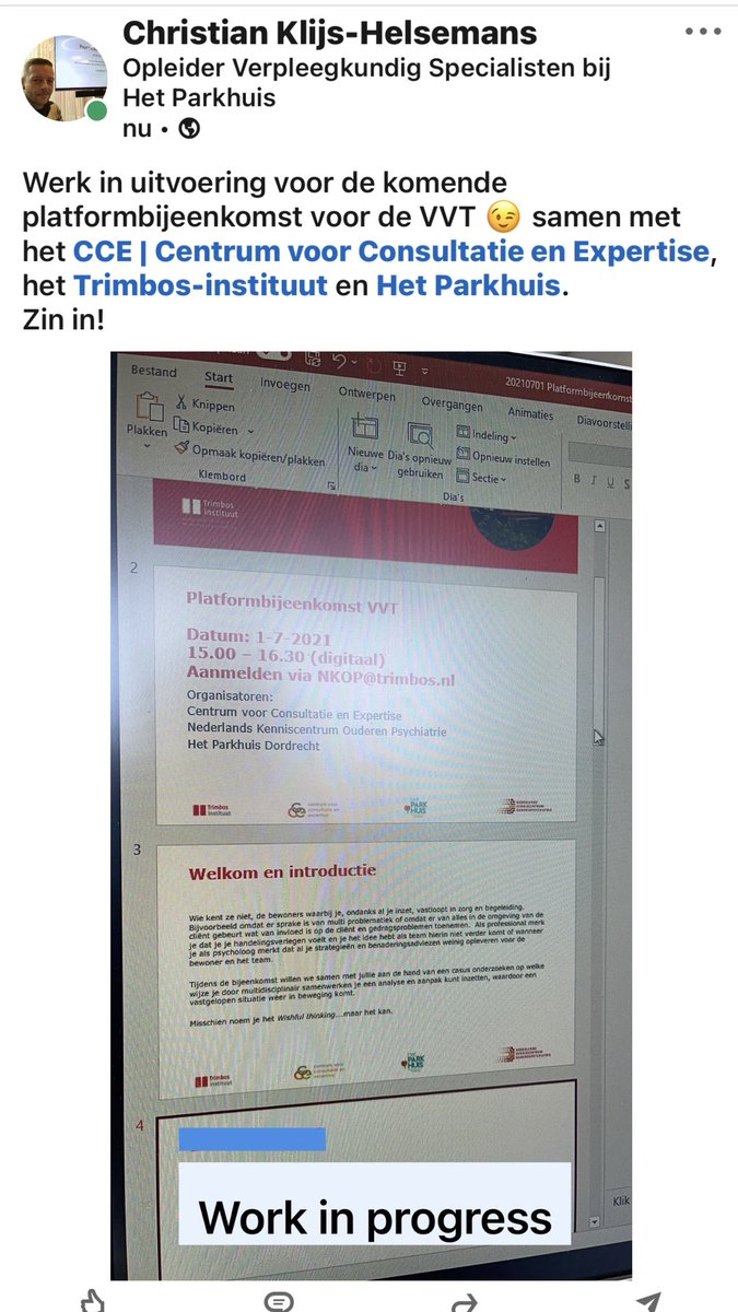 Voorbereidingen in volle gang. Ik mag namens het <a href="/HetParkhuis/">Het Parkhuis</a> en het NKOP van het @Trimbos samen met het <a href="/CCEnl/">CCE</a> een platformbijeenkomst vvt verzorgen! Supertrots! 💪🏻