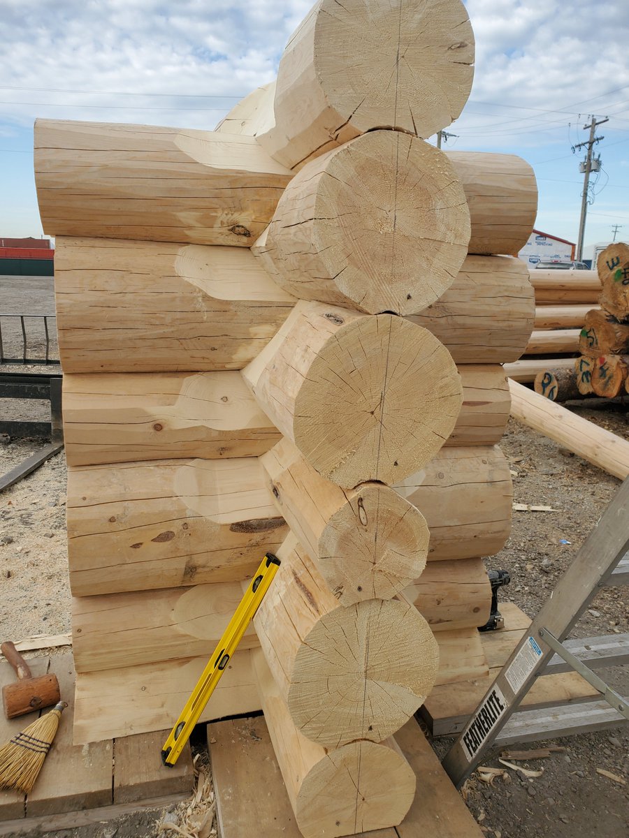 Another restoration project completed near Lac La Biche.  The entire corner notch needed to be cut out and replaced, then stained to match the home using Sansin ENS Wheat. #loghome #logrestore #logrestoration #cabinlife #cabinfever #logcabinlife #handcrafted