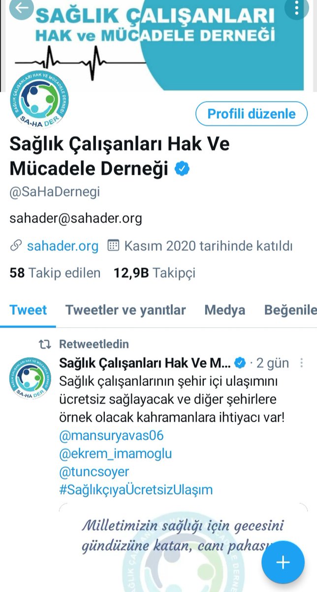 SaHaDer artık mavi tikli!
Bu gurur tüm sağlık emekçilerinin...
Teşekkürler desteğiniz için🙏
Teşekkürler Twitter🙏