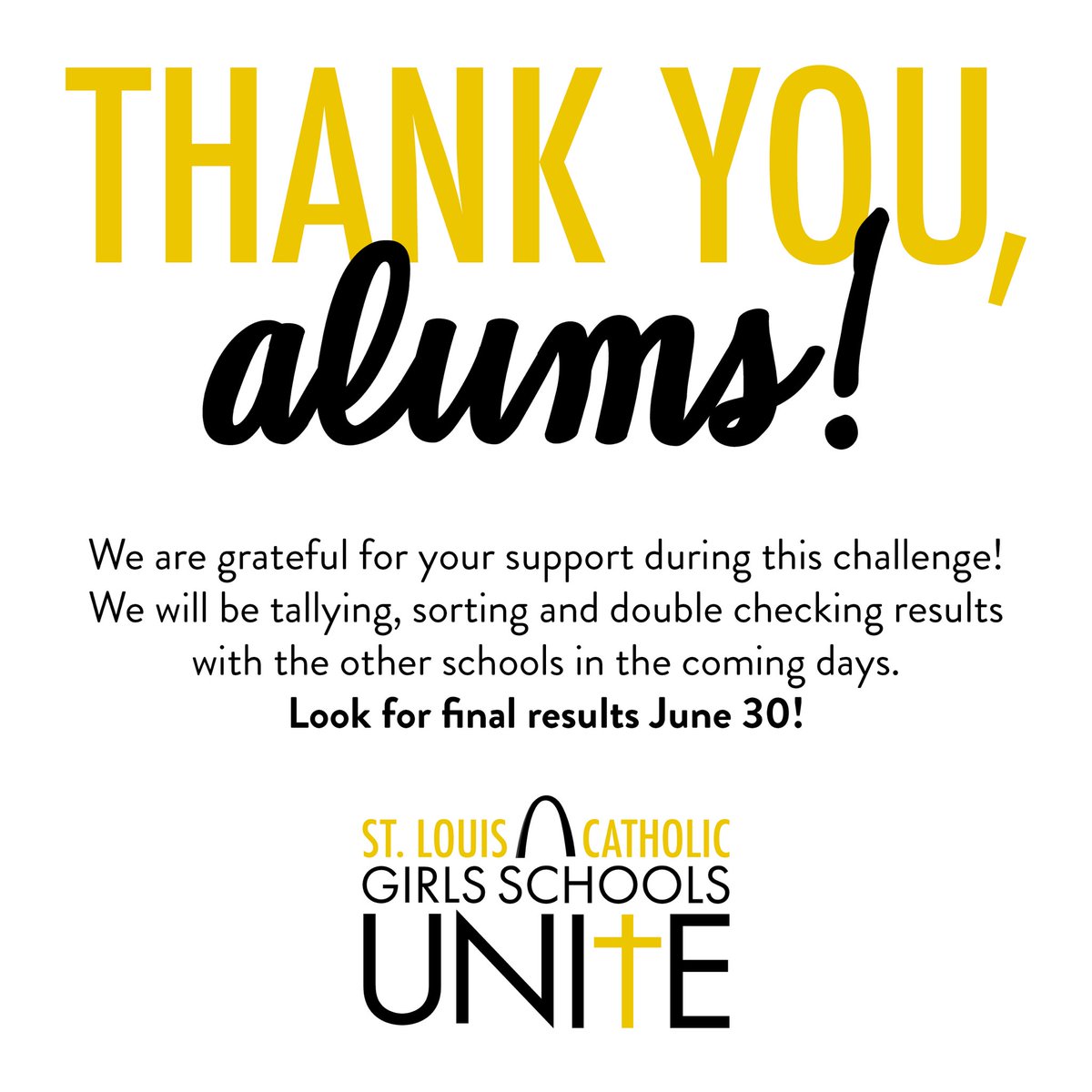 notredameSTL's tweet photo. THANK YOU, alumnae! We are astounded by the support we received from hundreds of ND Rebels this week during the first-ever Girls Schools Unite Giving Challenge. Check back on June 30 to see the final standings! 💙👏 #LetsGoND #STLGirlsSchoolsUnite https://t.co/qkZuXJsYYg