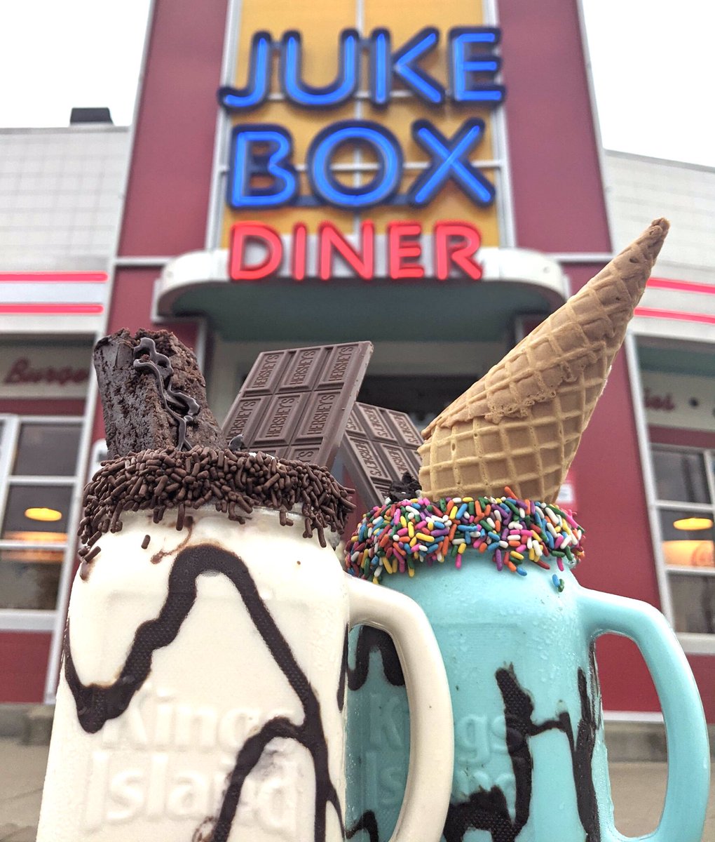 chefmajor72's tweet photo. Have you been by Juke Box for the EXTREME Milkshakes? Come on by for a All-American Burger, Fries & Shake and “Rock Around the Clock” @KingsIslandPR ! #fungood #extrememilkshakes https://t.co/NdkmMrHgjF