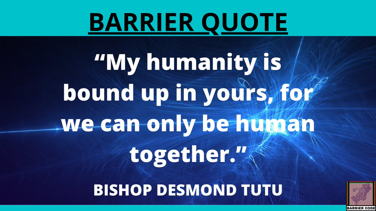 barrier_code's tweet image. Our humanities are interlocked. 

@TheDesmondTutu 

#BarrierQuote #BarrierCode #HumanityConnected #DesmondTutu