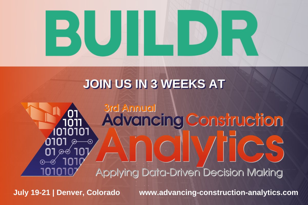 Buildr (@buildrtech) on Twitter photo Advancing Construction Analytics 2021 is just 3 weeks away!
Join Buildr as we unite pioneering CIOs, IT & Data Professionals to share the best practices in construction data.
Find out more: ter.li/dysd26 Advancing Construction Analytics 2021 is just 3 weeks away!
Join Buildr as we unite pioneering CIOs, IT & Data Professionals to share the best practices in construction data.
Find out more: ter.li/dysd26