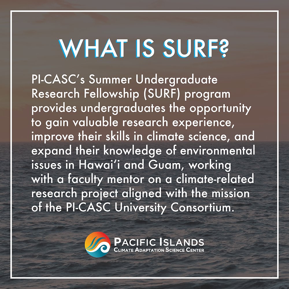 pacificcasc's tweet photo. Meet our 2021 SURF fellows! Over the next few weeks, we'll be diving into their climate-related research projects, so stay tuned! #PICASC #CASC #USGS #ClimateAdaptation #Science #Fellowship #NERR
@NREM_UH @himb_soest @uhmanoa @HPU https://t.co/x29FXsT7Kd