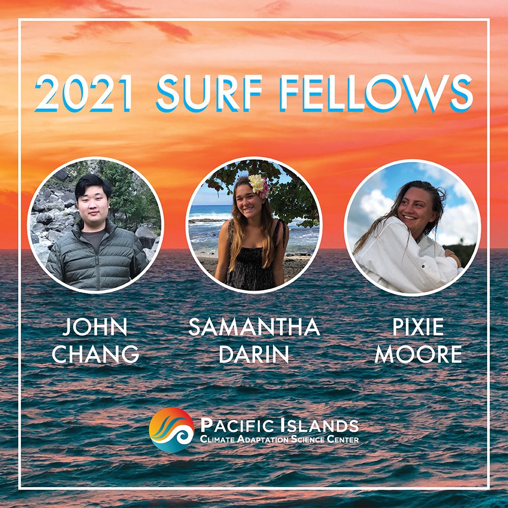 pacificcasc's tweet photo. Meet our 2021 SURF fellows! Over the next few weeks, we'll be diving into their climate-related research projects, so stay tuned! #PICASC #CASC #USGS #ClimateAdaptation #Science #Fellowship #NERR
@NREM_UH @himb_soest @uhmanoa @HPU https://t.co/x29FXsT7Kd