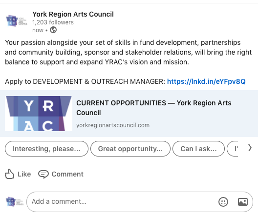 Your passion alongside your set of skills in fund development, partnerships and community building, sponsor and stakeholder relations, will bring the right balance to support and expand YRAC’s vision and mission.

Apply to DEVELOPMENT &amp; OUTREACH MANAGER: lnkd.in/eYFpv8Q