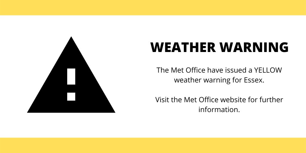 We are seeing a lot of rainfall across parts of #Essex and the <a href="/metoffice/">Met Office</a> have issued a yellow warning for #Thunderstorms. 

Localised flooding is possible, please stay safe if out and about! #WeatherAware #FloodAware
