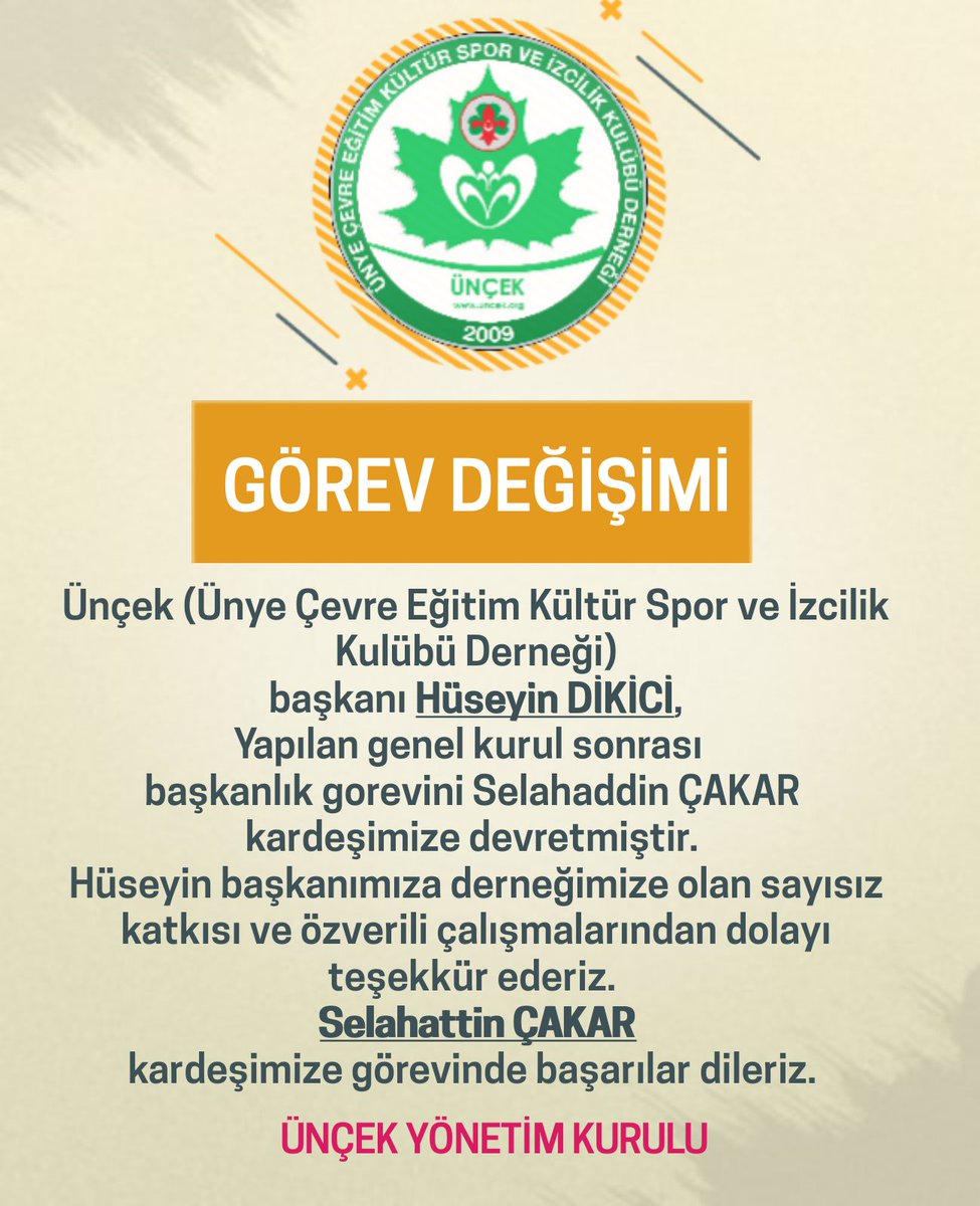 uncekunye's tweet photo. GÖREV DEĞİŞİMİ
Ünçek başkanı Hüseyin DİKİCİ, gorevini Selahaddin ÇAKAR kardeşimize devretmiştir. Hüseyin başkanımıza derneğimize olan sayısız
katkısı ve özverili çalışmalarından dolayı teşekkür ederiz. 
Selahattin ÇAKAR
kardeşimize görevinde başarılar dileriz. 
ÜNÇEK YNTM KURULU https://t.co/eFL2P9y48c