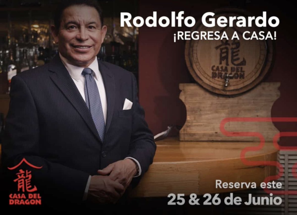 Regresa Hoy  después un largo tiempo, un icono de #CasadelDragón, RODOLFO GERARDO!!!  para regalarnos un fin de semana como solo él lo sabe hacer! 🎉🥳🤩

Asegura tu lugar al 614 423-12-01 📞📲