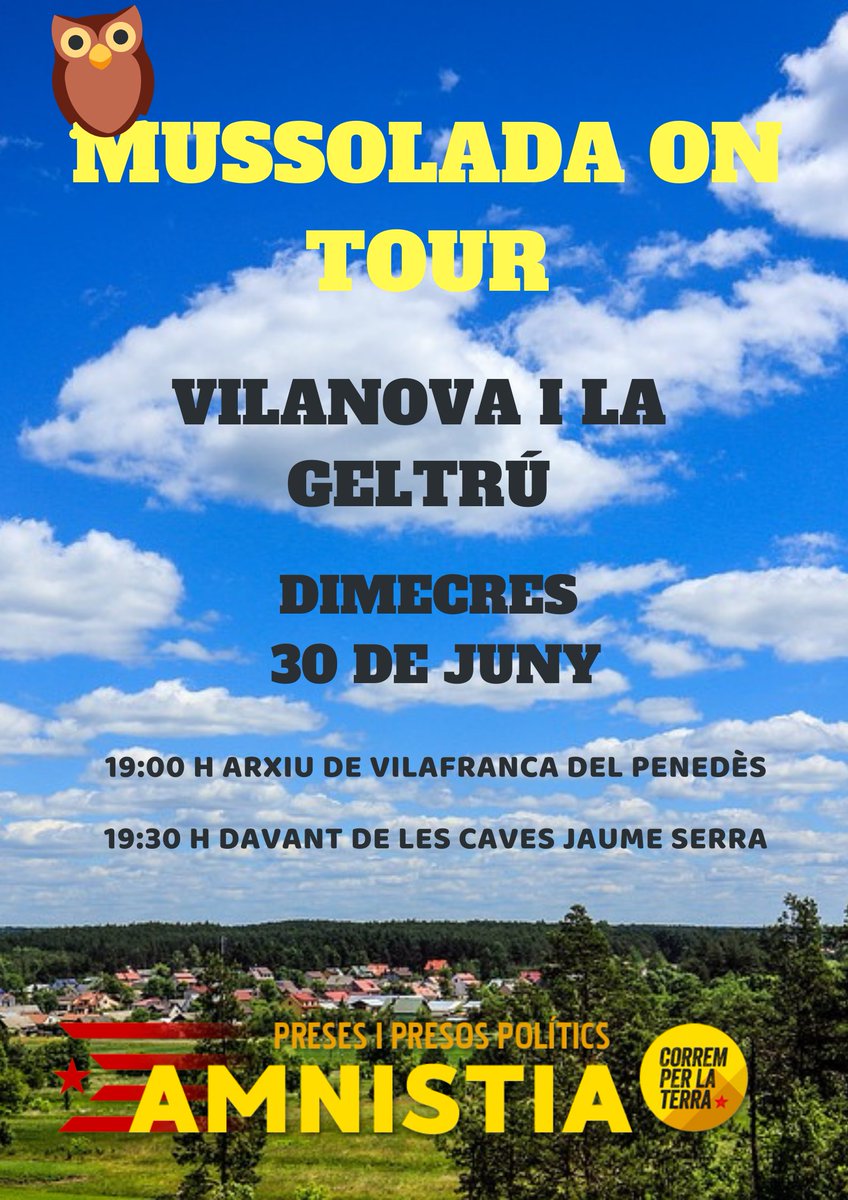 🦉 La propera setmana la Mussolada On Tour a Vilanova i la Geltrú! 🌞⁣⛰
⁣
📍 19.00 h Arxiu de Vilafranca. ⁣
📍 19.30 h davant de les caves Jaume Serra de Vilanova i la Geltrú . ⁣ 

⁣Vine a conèixer el territori corrent amb nosaltres! 🏃‍♀️🏃‍♂️⁣ Fem uns 10-14 km aprox.