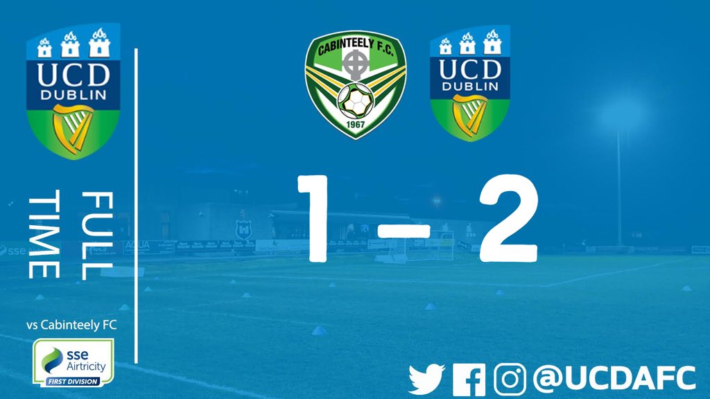 UCDAFC's tweet photo. FULL TIME | Second half goals from Colm Whelan and Liam Kerrigan secure the three points! 🔵⚽️ #COYBIB
Cabinteely 1 - 2 UCD AFC https://t.co/9ypgEEHr9p