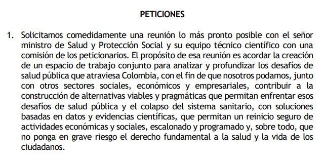 CMBogotaDC's tweet photo. Acudimos a #DerechoDePeticion para ser escuchados por @IvanDuque @MinSalud y poder cumplir con nuestro derecho y deber de participar en diseño de políticas públicas #LeyEstatutaria y de manera particular sobre manejo de #PandemiaSarsCov2 #Covid19Colombia https://t.co/XM78XItfQW https://t.co/tD9Kn8GYuq