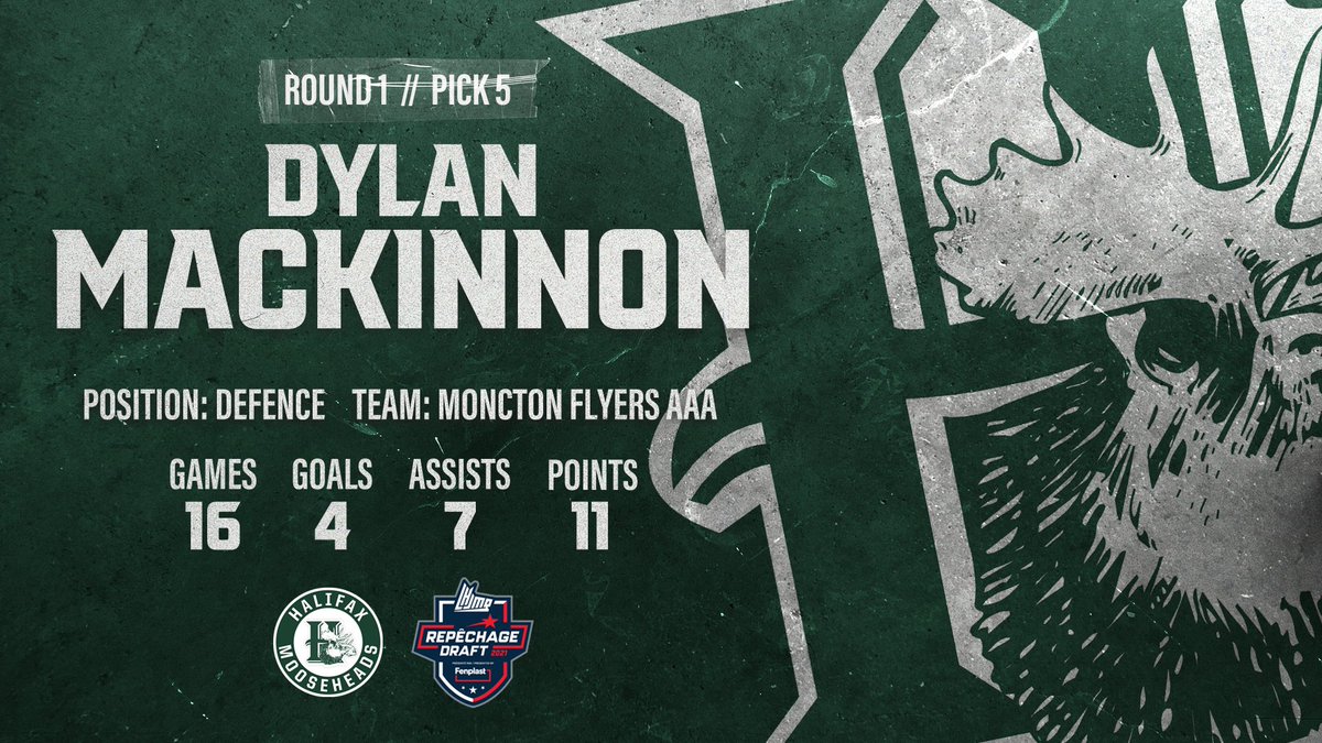 With the 5th overall pick, your Mooseheads are proud to select Dylan MacKinnon. #QDraft #GoMooseGo