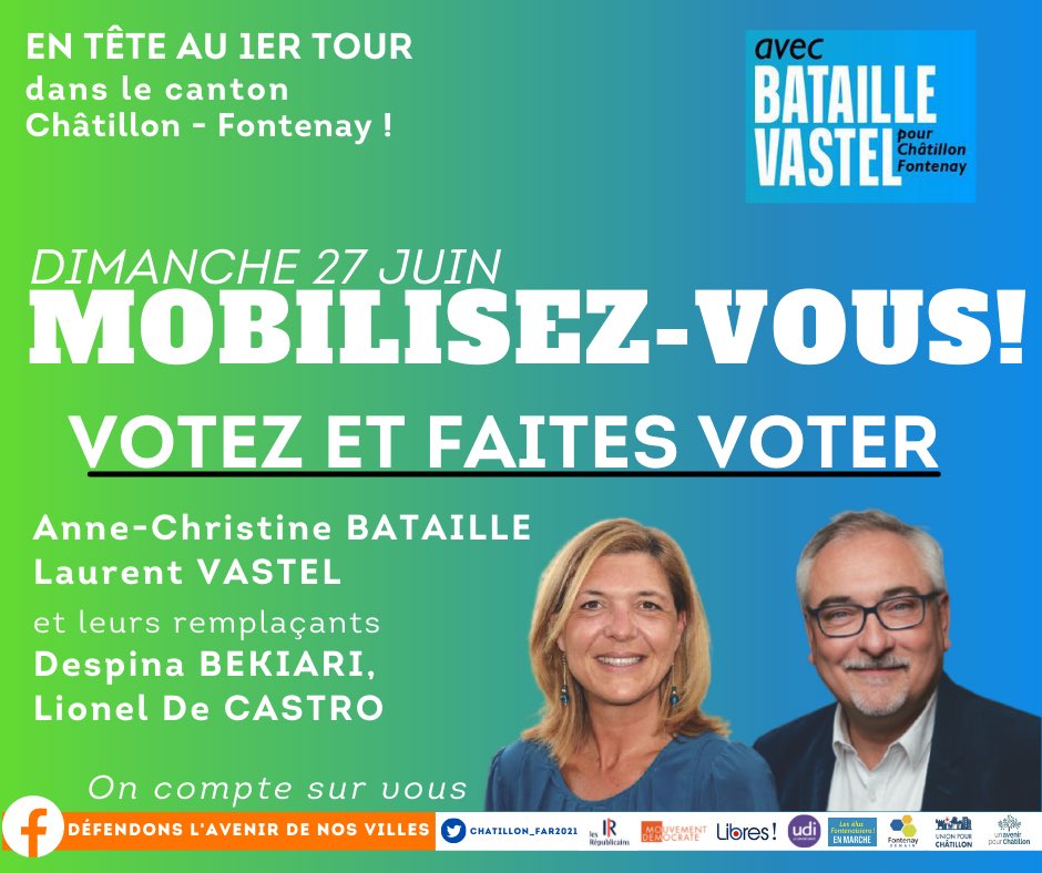 chatillon_FAR21's tweet photo. Dernier jour de campagne. 
Dimanche dernier, vous nous avez placés en tête et nous vous remercions de votre confiance.
👊 Une dynamique s’est enclenchée pour nos villes que nous devons renforcer.

🚀Choisissez l’efficacité pour nos villes🚀 https://t.co/OExDzVbGlC