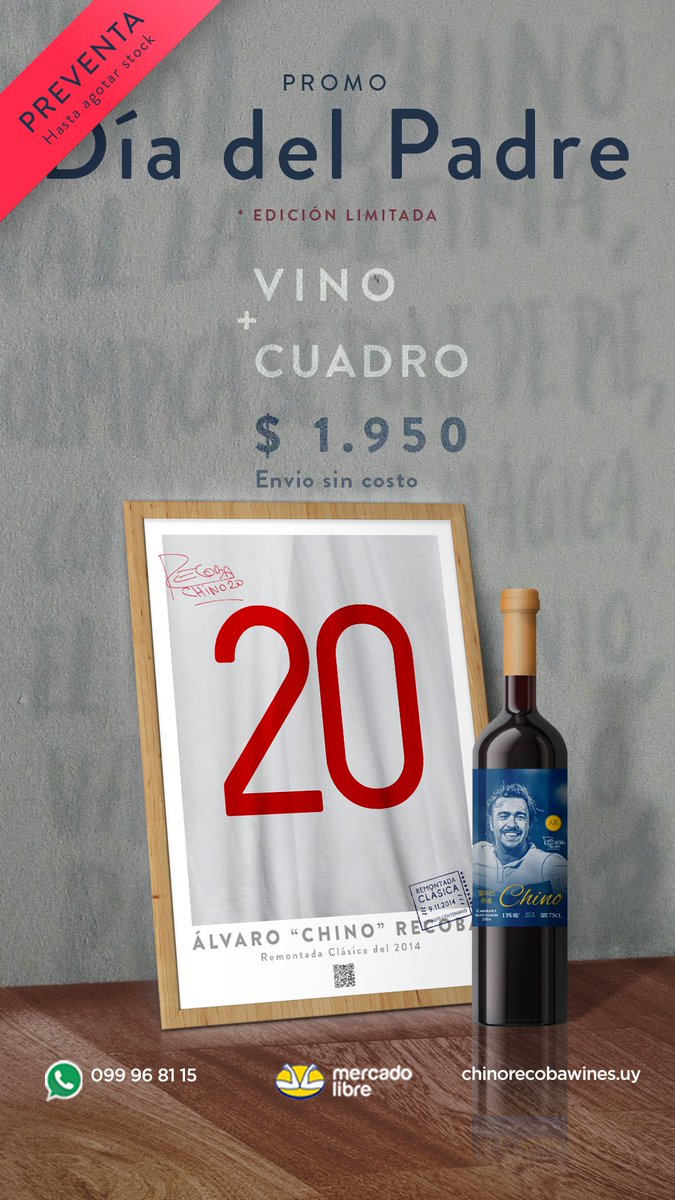 Chino_Recoba20's tweet photo. Promo #DiaDelPadre que hicimos junto a @futbolandwine 🍷 Hay dos opciones junto a un cuadro en madera conmemorativo del clásico del 2014⚽️🙌😁. Es hasta agotar stock y ojalá llegue a varios padres. Los cuadros van firmados. https://t.co/4CTXVNdPz3