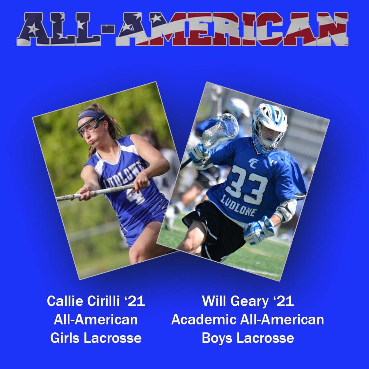 Congratulations to recent graduates Callie Cirilli, named All-American in girls lacrosse, and Will Geary, named Academic All-American in boys lacrosse! #ctglax #ctlax