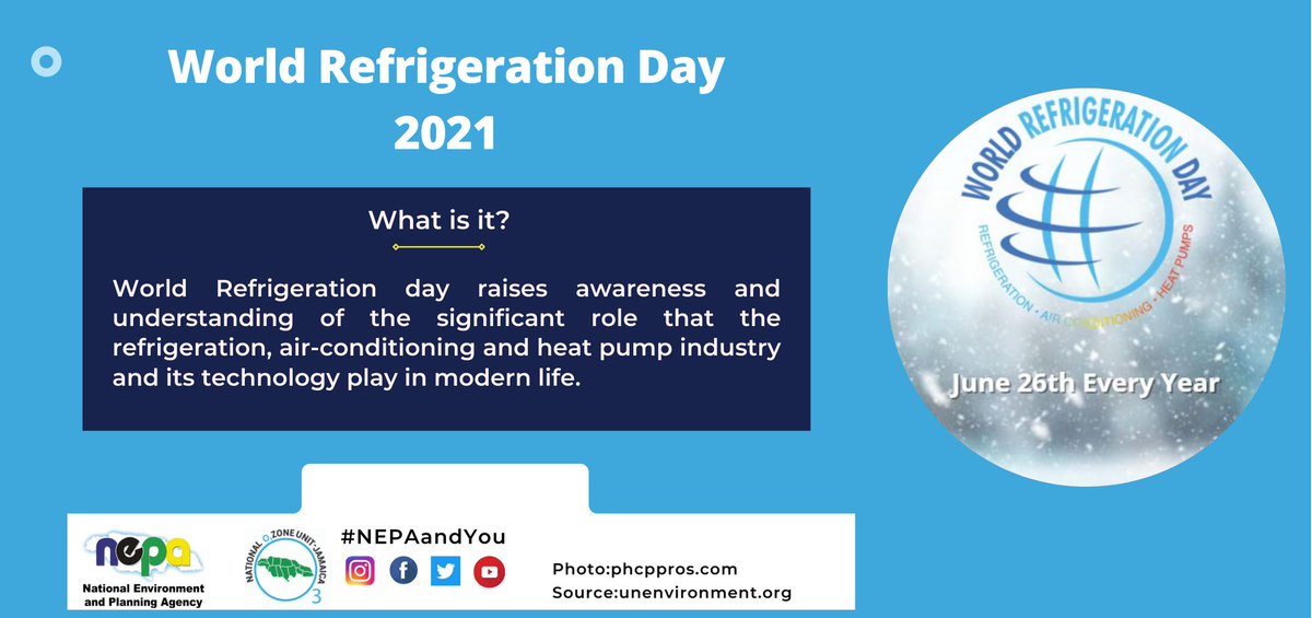 nepajamaica's tweet photo. Stay cool this @WorldRefDay !  Help us celebrate the people and technologies responsible for creating and maintaining the world we live in,  a🌎 dependent upon temperature-controlled environments. 
➡️https://t.co/TDzUxep0Cn 

@U4Efficiency @MSETGovJM 

#NEPAandYou #WREFD21 https://t.co/1aEp2HyRWg