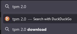 "tpm 2.0 download" showing up as a search suggestion in DuckDuckGo