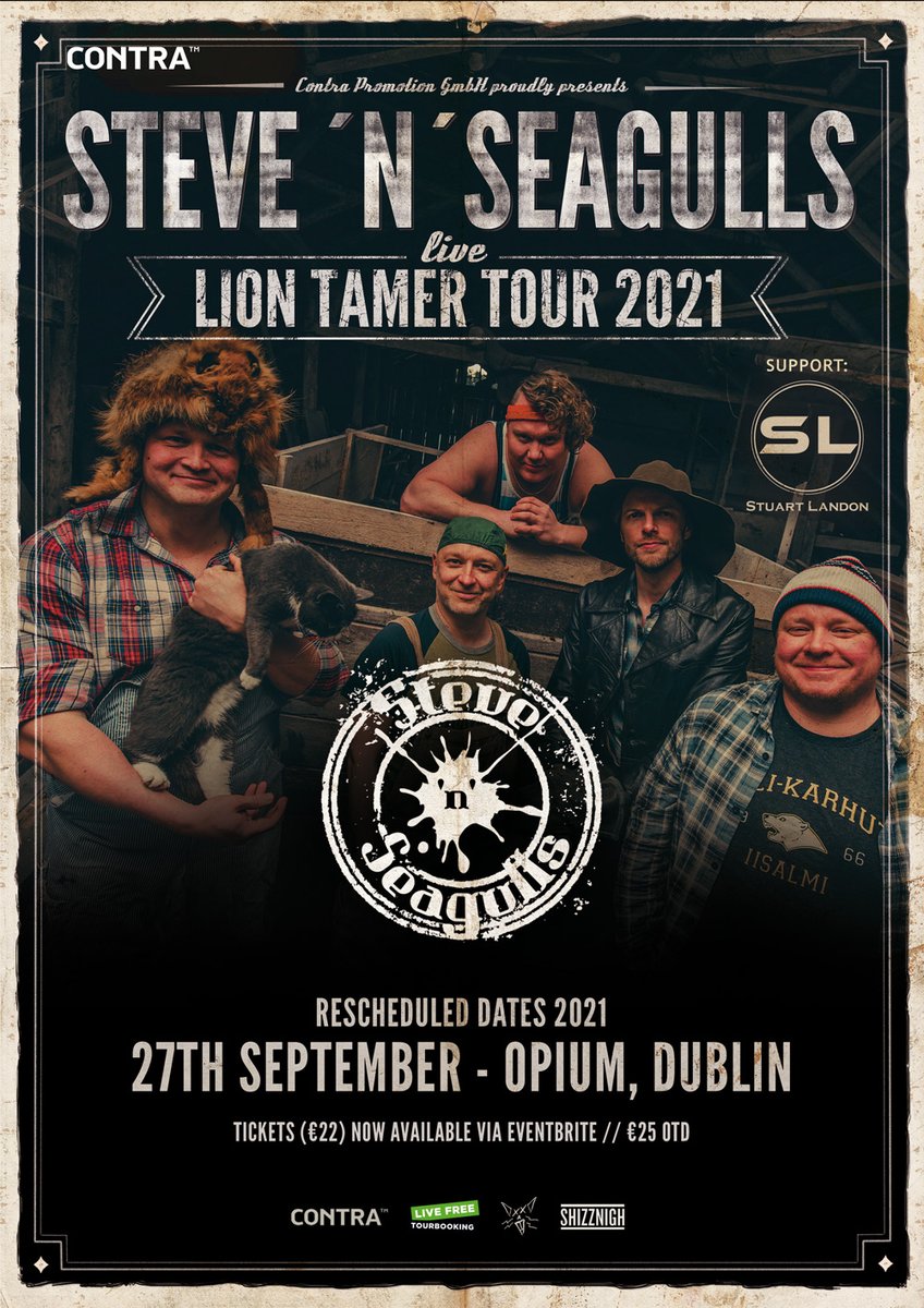 Don't miss: STEVE´N´SEAGULLS
LION TAMER TOUR 2021

Mon, 27/09/2021
Live at Opium, Dublin
Tickets €23.50

whelanslive.com/index.php/stev…
<a href="/SeagullsBand/">Steve'n'Seagulls</a> @shizznighpr <a href="/whelanslive/">Whelan's</a>