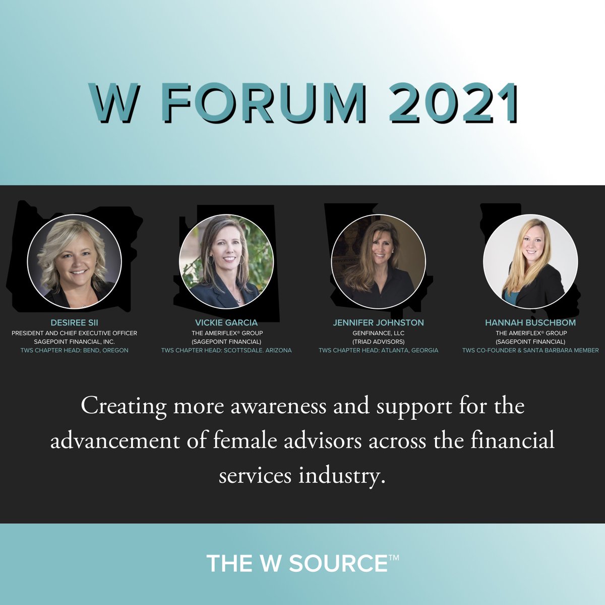 TheWSource's tweet image. 🤩 We recently had the opportunity to participate in @AdvisorGroupBDs&apos;s W Forum Conference, so we featured our fantastic #thewsource chapter heads who work in the financial services industry! 📮 Learn more or catch the replay of this event at info@thewsource.com  #wforum2021
