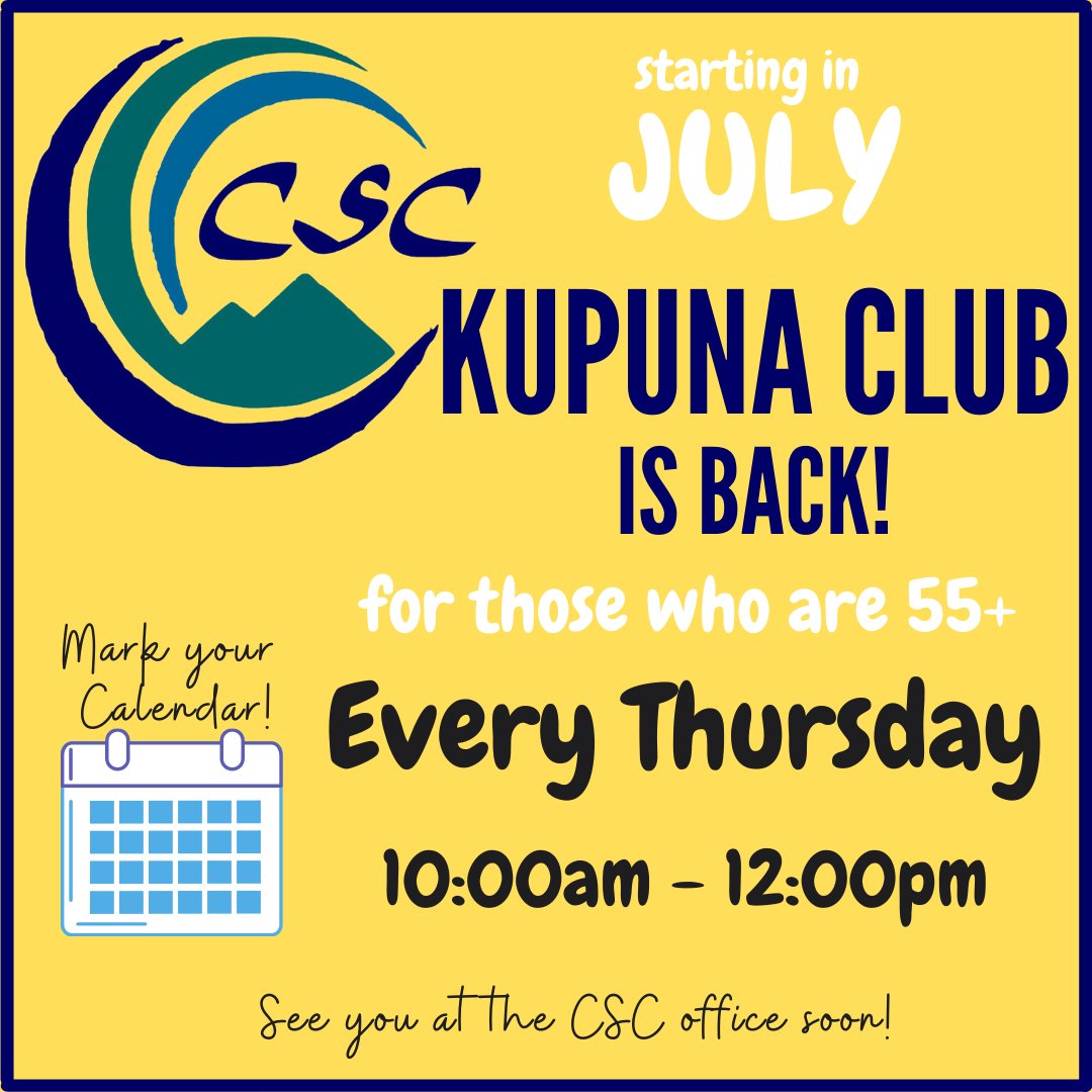 Kupuna Club is Back!