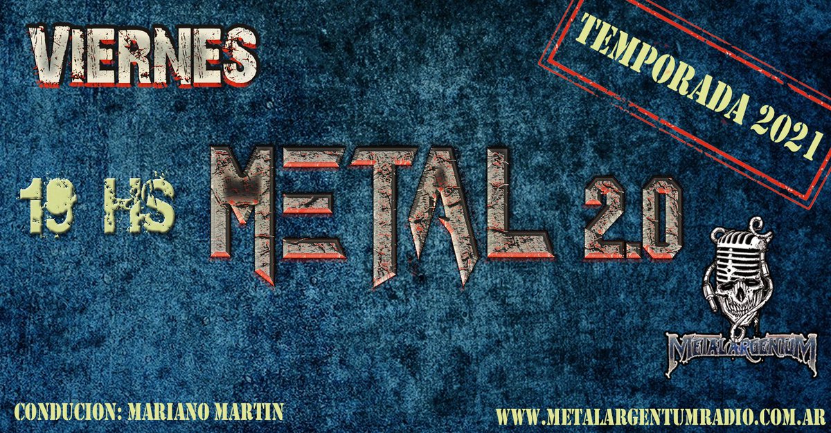 Hoy a las 19 hs Metal 2.0 con todas las noticias del mundo del heavy metal en una hora !
metalargentumradio.com.ar
#metal20 #heavymetalnews