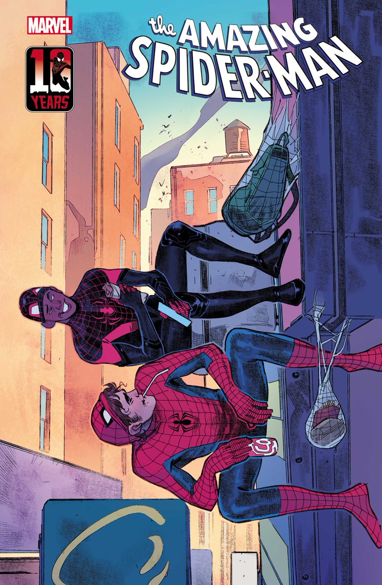 SpiderMan's tweet photo. Miles Morales teams up with the Marvel Universe in new 10th anniversary covers by all-star artists! 🕷️ See more covers and get the details here: https://t.co/bsElS49zrD https://t.co/gjQbpBElmH