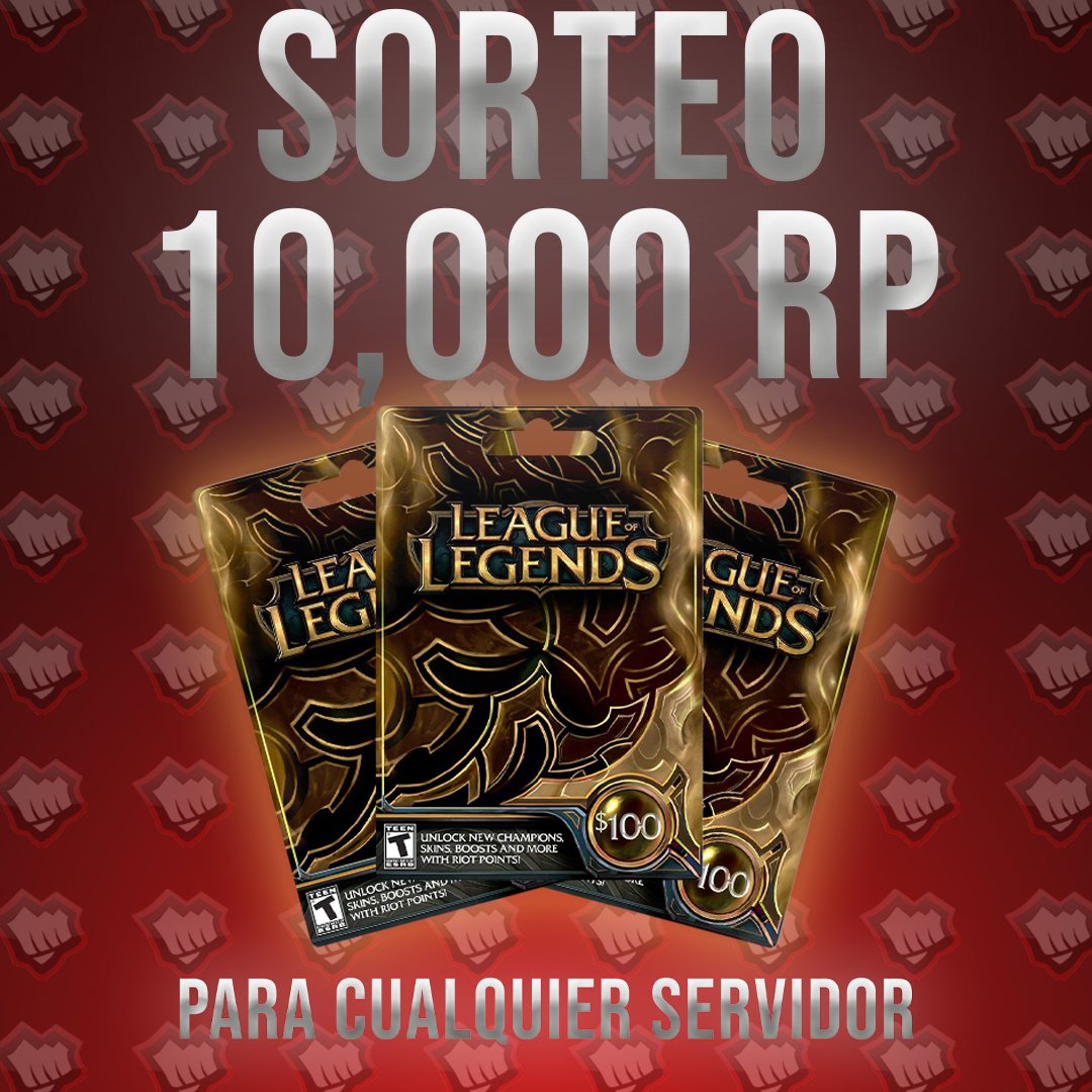 Aquí tienen sorteo rico de 10mil RP cualquier servidor

Para participar sigue a los reyes <a href="/thekingsesport/">The Kings Esports</a> y sígueme <a href="/LukwerX/">Lukwer</a> 
Dale RT y responde tu servidor en este mismo tweet

Anuncio ganador el siguiente Jueves después de la victoria de TK