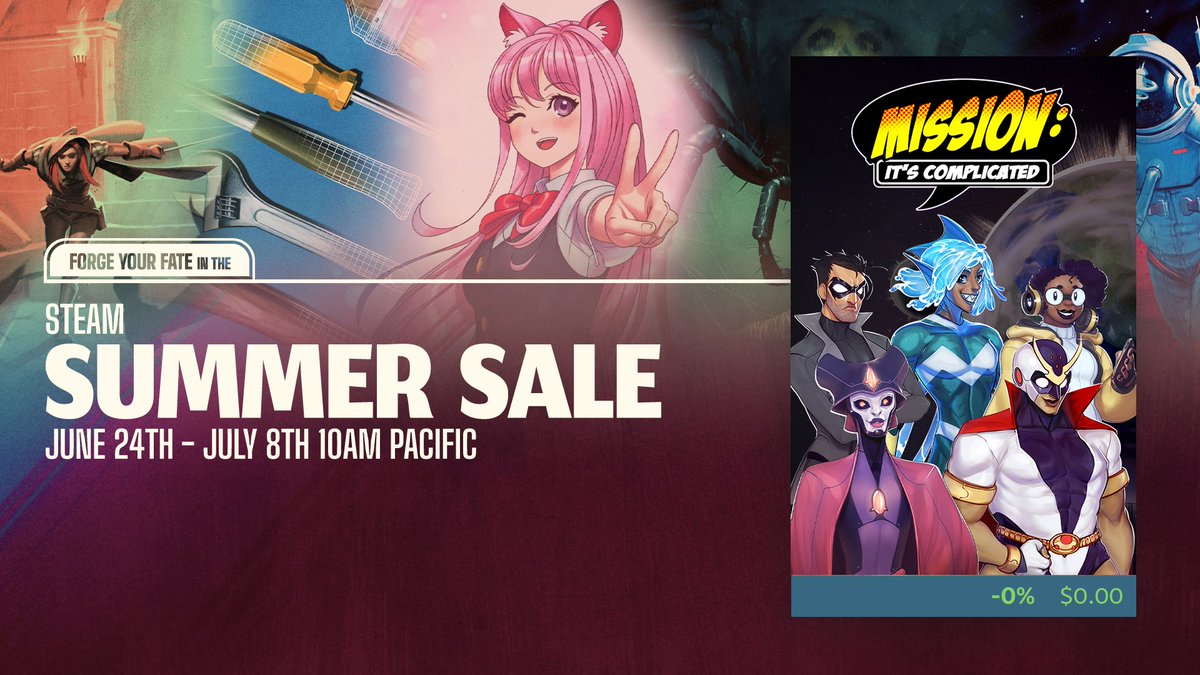 Pugsly_MIC's tweet photo. Did you know: you can get Mission: It's Complicated for FREE right now?
The game is currently on sale for 100% off! That's right! 100% off of $0.00! 

Act now!

...it isn't actually a sale... because the game is just free in general... but yay be excited?

#SteamSummerSale https://t.co/wI1Par5rc2