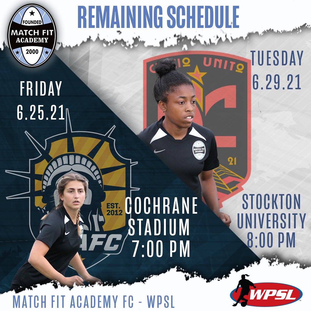 Link in bio

- - - 

Kicking off our final two matches of the 2021 @wpsl season tonight with a road match against @njafc_women. Our finale is against @atlanticcitysoccer Tuesday at 8:00 PM. Follows us live. #hergame #matchfitfamily
