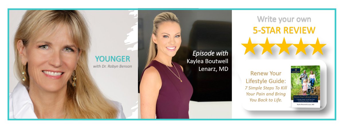 Dr. Robyn Benson's next YOUNGER guest Kaylea Boutwell Lenarz, MD, is passionate about helping her patients live a pain-free life. She builds a customized &amp; multi-faceted treatment plan for each patient and shares the keys to success in this week’s episode.
robynbenson.com/podcasts/