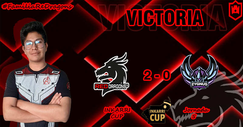 #CR | Victoria ✨

Hoy nos despedimos de la inkarri con la frente en alto y obteniendo una buena victoria 🔥

✅ 2-0 (2-0/2-3)
🏆 <a href="/Inkarri_Cup/">Inkarri Cup - El renacer</a> 
🆚 <a href="/Zygnus_/">Zygnus E-Sports</a> 

Jugadores

👤<a href="/KevinRZRS/">Kevin RZ RS</a> 
👤<a href="/SepulturaChavez/">RD Sepultura</a> 
👤@Juniorcastillo
👤🎖️ <a href="/Facu_951/">cufa</a> (Mvp)