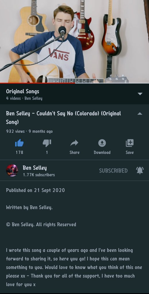VaishHs's tweet photo. @BenSelleyMusic you have got amazing voice.... this song is something I can't express in words 🤍 https://t.co/d5DJSldHwF