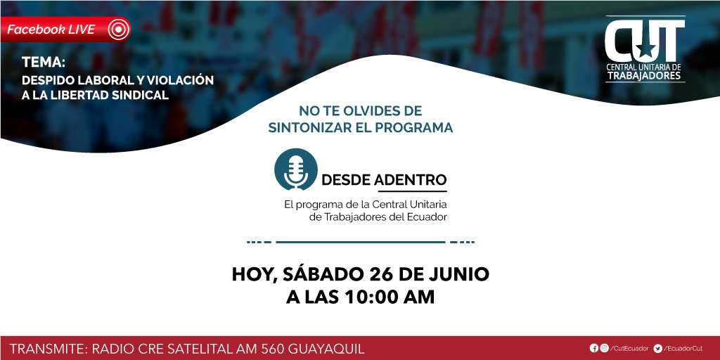 CesplaL's tweet photo. #ProgramaCut Dr. Gabriel Recalde invitado al presente análisis sobre la vulneracion de derechos laborales y sus efectos https://t.co/RJXJfBroyw